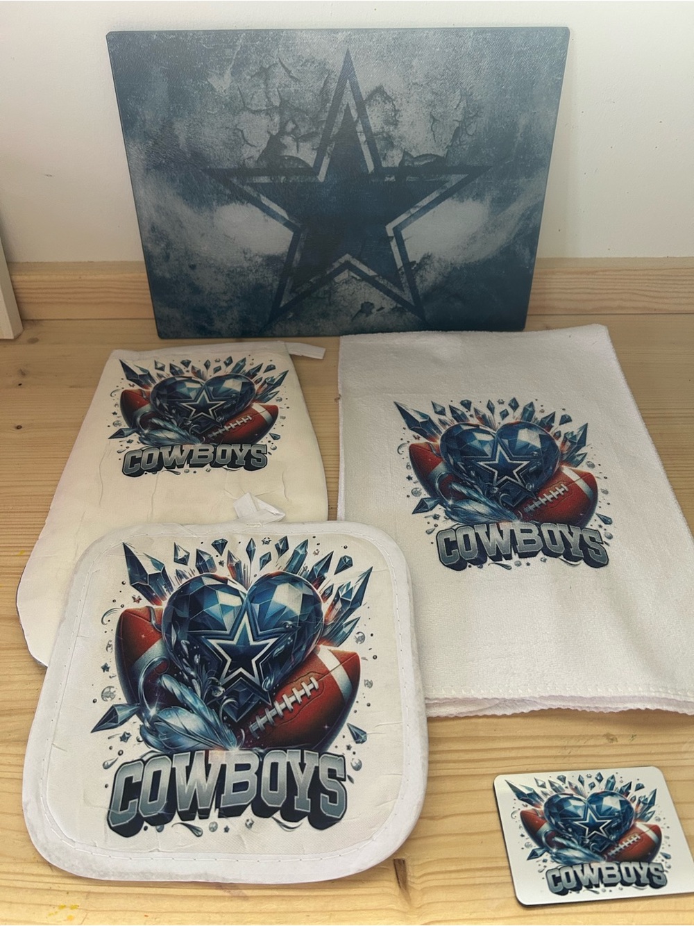 Dallas Cowboys Set - Blue & White Heart Football Graphics